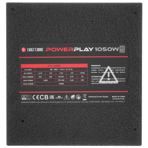 Блок питания Chieftec PowerPlay 1050W [GPU-1050FC-FOB]