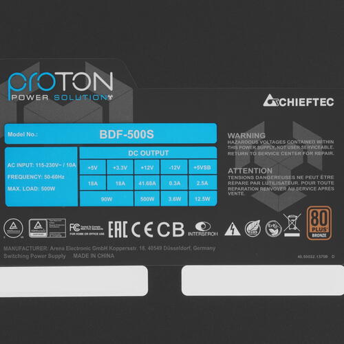 Блок питания Chieftec Proton 500W [BDF-500S]