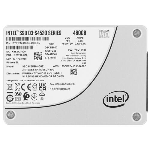 480 ГБ 2.5" SATA накопитель Intel D3-S4520 [SSDSC2KB480GZ01]