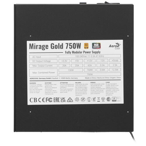 Блок питания Aerocool MIRAGE GOLD 750W [MIRAGE GOLD 750W]