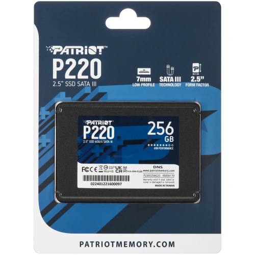 Купить 256 гб 2.5" sata накопитель patriot memory p220 [p220s256g25]
