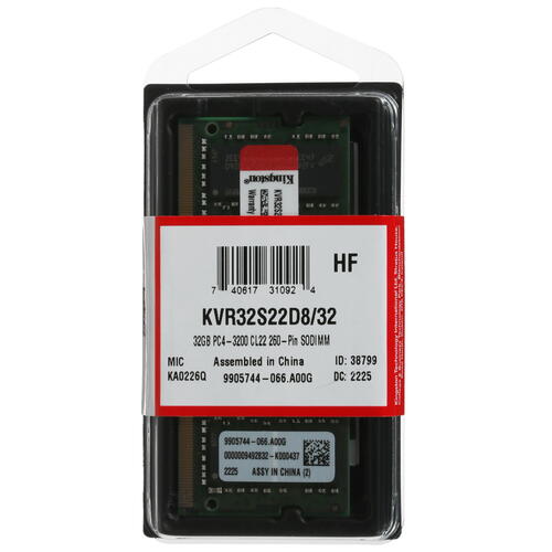 Купить оперативная память sodimm kingston valueram [kvr32s22d8/32] 32 гб