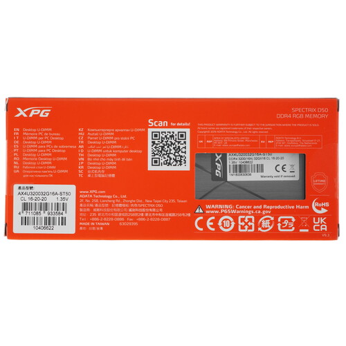 Купить оперативная память adata xpg spectrix d50 rgb [ax4u320032g16a-st50] 32 гб