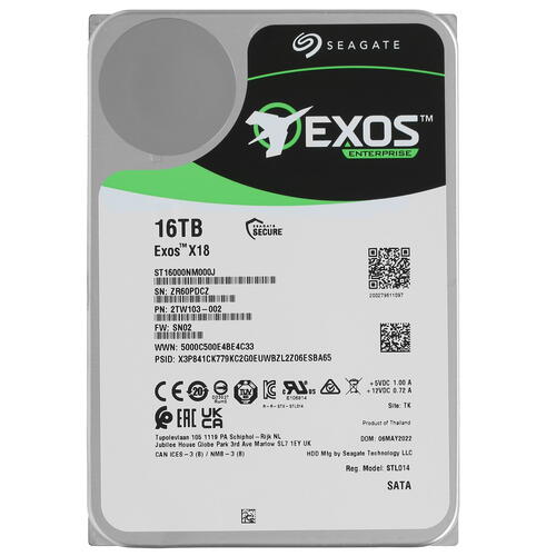16 ТБ Жесткий диск Seagate Exos X18 [ST16000NM000J]