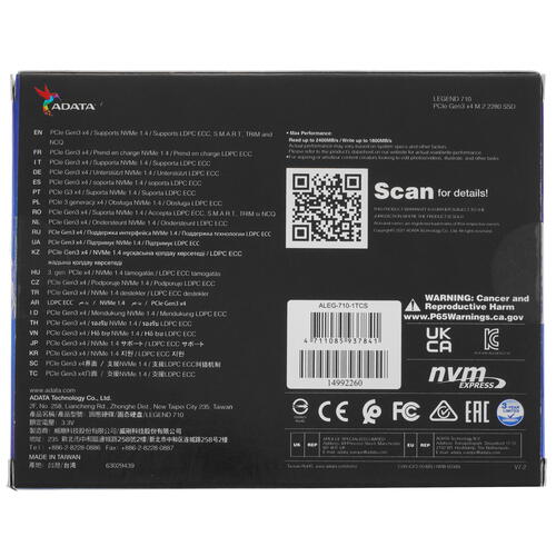 Купить 1000 гб m.2 nvme накопитель adata legend 710 [aleg-710-1tcs]