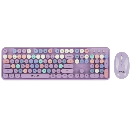 Купить клавиатура+мышь беспроводная   aula ac306 фиолетовый