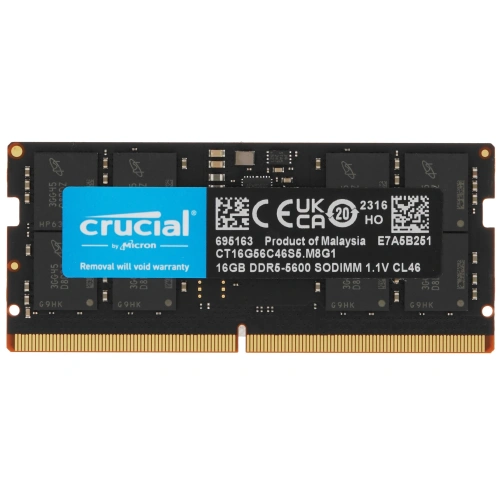 Купить оперативная память sodimm crucial [ct16g56c46s5] 16 гб