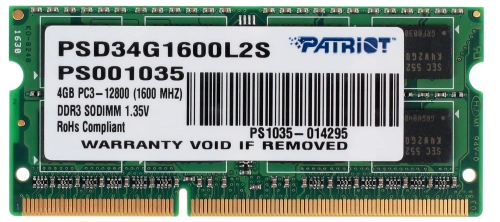 Оперативная память SODIMM Patriot Signature Line [PSD34G1600L2S] 4 ГБ