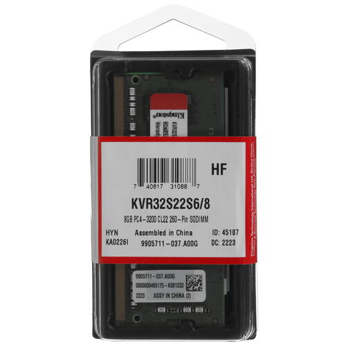 Купить оперативная память sodimm kingston valueram [kvr32s22s6/8] 8 гб