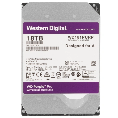 Купить 18 тб жесткий диск wd purple pro [wd181purp]