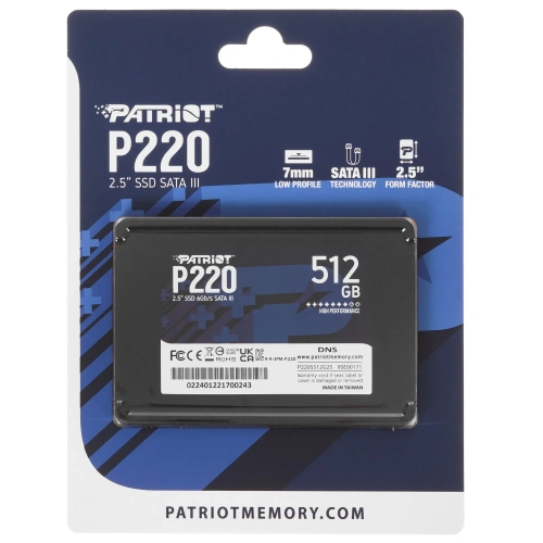 Купить 512 гб 2.5" sata накопитель patriot memory p220 [p220s512g25]