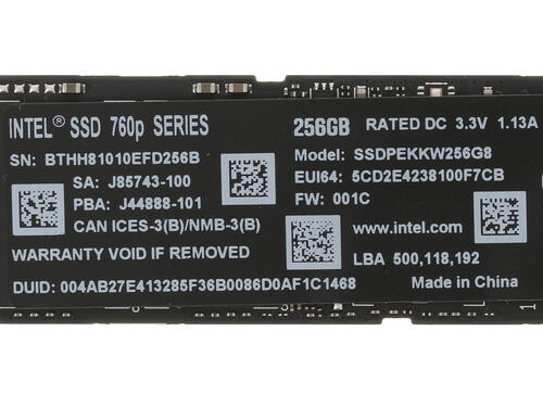 Купить 256 гб ssd m.2 накопитель intel 760p series [ssdpekkw256g8xt]
