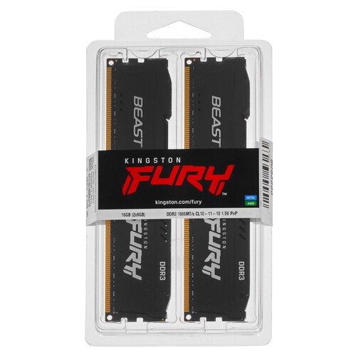 Купить оперативная память kingston fury beast black [kf318c10bbk2/16] 16 гб