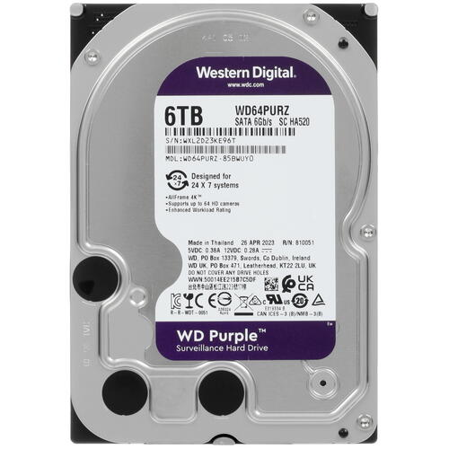 6 ТБ Жесткий диск WD Purple Surveillance [WD64PURZ]