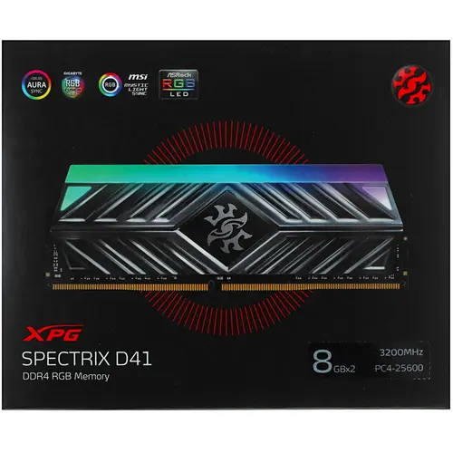 Оперативная память XPG Spectrix D41 16 ГБ (8 ГБ x 2) DDR4 3200 МГц DIMM CL16 AX4U32008G16A-DT41