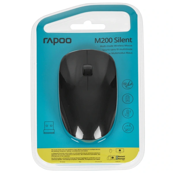 Купить мышь беспроводная rapoo m200 silent [m200-bl] черный