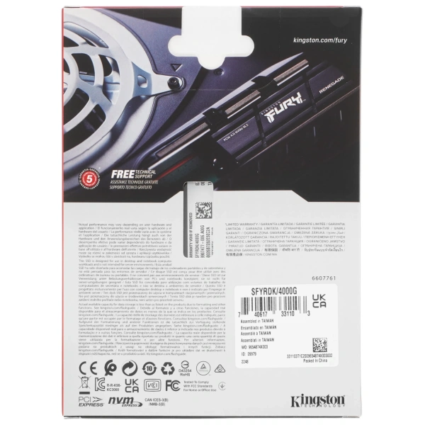 Купить 4000 гб ssd m.2 накопитель kingston fury renegade [sfyrdk/4000g]