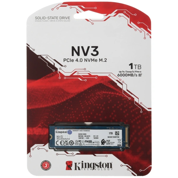 Купить 1000 гб m.2 nvme накопитель kingston nv3 [snv3s/1000g]