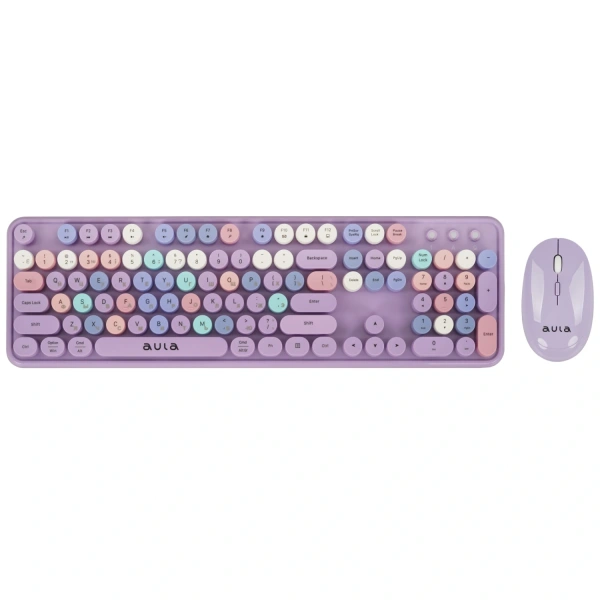 Купить клавиатура+мышь беспроводная   aula ac306 фиолетовый