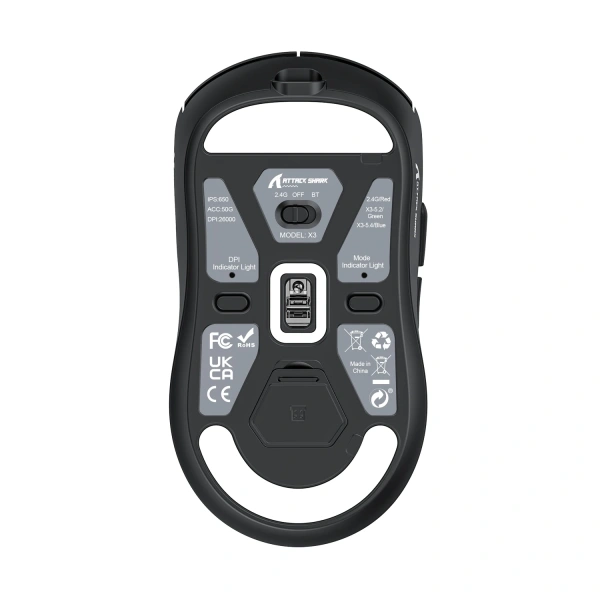 Купить мышь беспроводная/проводная attack shark x3 pro [sharkx3problack] черный