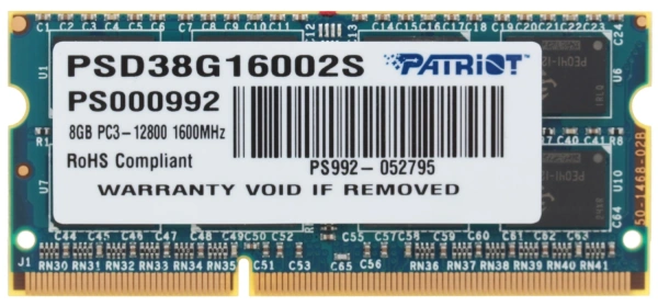 Купить оперативная память sodimm patriot signature [psd38g16002s] 8 гб