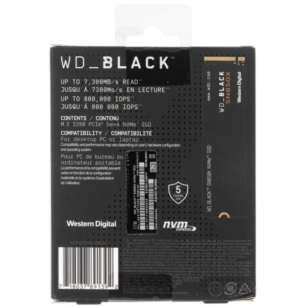 Купить 1000 гб m.2 nvme накопитель wd black sn850x [wds100t2x0e]