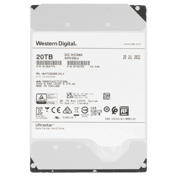 Купить 20 тб жесткий диск wd ultrastar dc hc560 [0f38785]