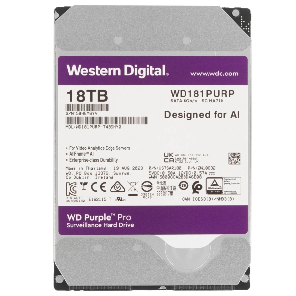 Купить 18 тб жесткий диск wd purple pro [wd181purp]