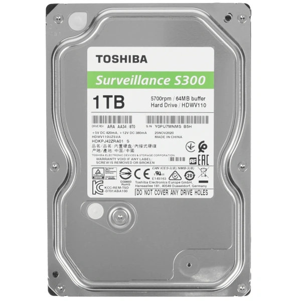 Купить 1 тб жесткий диск toshiba s300 surveillance [hdwv110uzsva]