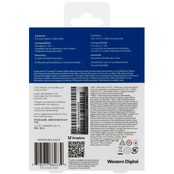 Купить 500 гб 2.5" sata накопитель wd blue sa510 [wds500g3b0a]