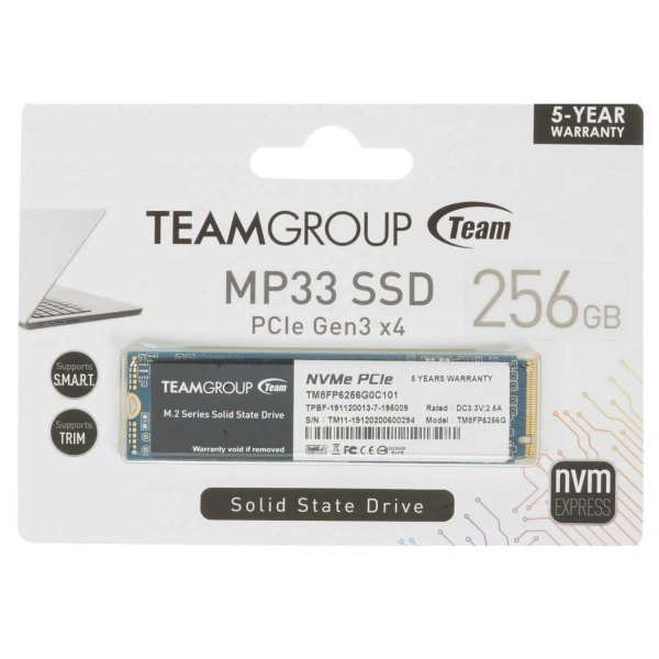 Купить 256 гб m.2 nvme накопитель teamgroup mp33 [tm8fp6256g0c101]