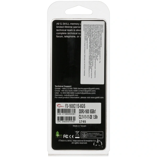 Купить оперативная память g.skill aegis [f3-1600c11s-8gis] 8 гб