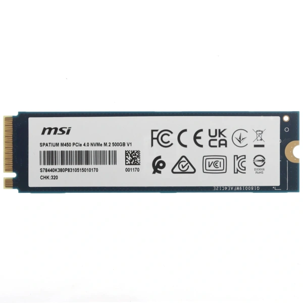 Купить 500 гб m.2 nvme накопитель msi spatium m450 v1 [s78-440k380-p83]