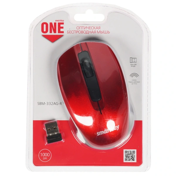 Купить мышь беспроводная smartbuy one sbm-332ag-r  красный
