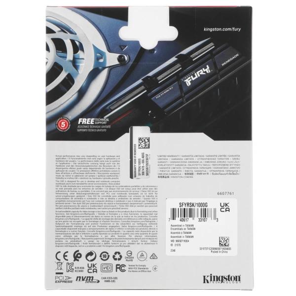 Купить 1000 гб m.2 nvme накопитель kingston fury renegade [sfyrsk/1000g]