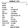 Купить 17.3" ноутбук aorus 17h xf черный