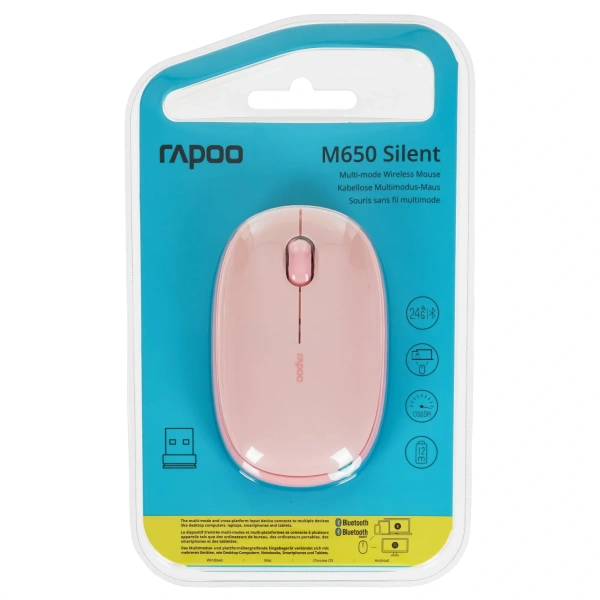 Купить мышь беспроводная rapoo m650 [m650-pink] розовый