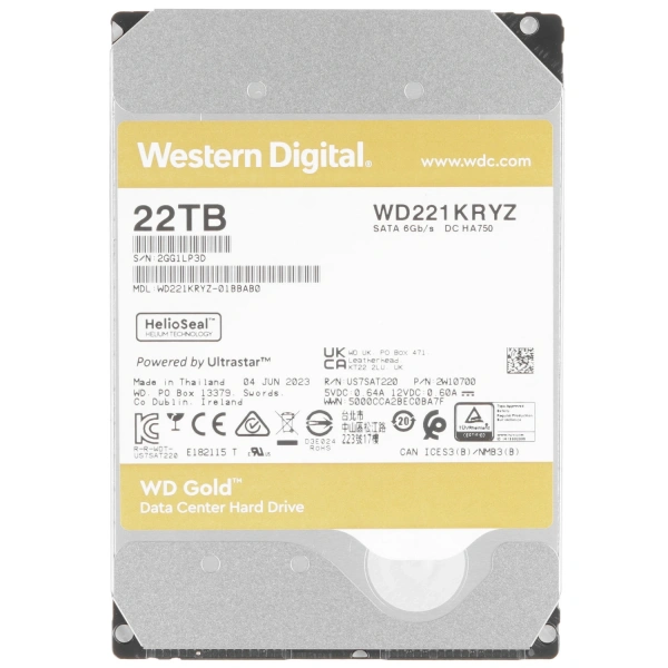 Купить 22 тб жесткий диск wd gold [wd221kryz]
