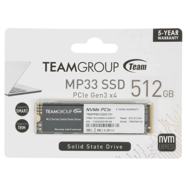 Купить 512 гб m.2 nvme накопитель teamgroup mp33 [tm8fp6512g0c101]